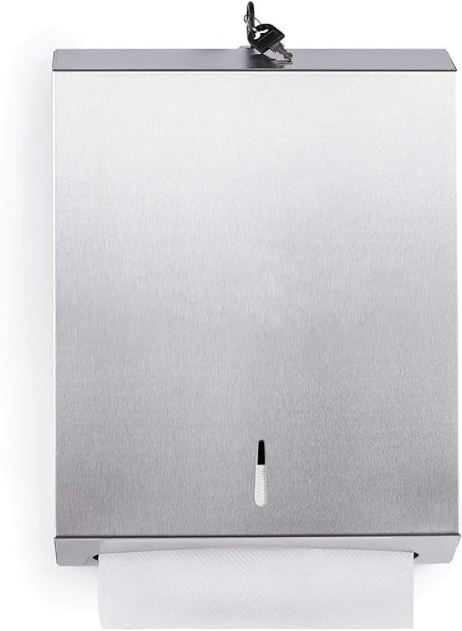 ALMIFTAH ALMIFTHA Paper Towel Dispenser Wall Mount Commercial C Fold Multi Fold Tri Fold Touchless Hand Towel Dispenser with Lock Stainless Steel - Image 1